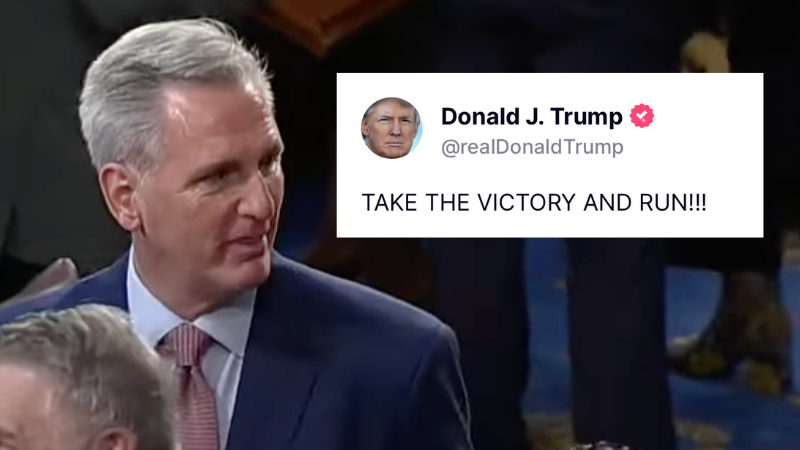 'TAKE THE VICTORY AND RUN': Donald Trump tells House GOP to vote McCarthy for Speaker'TAKE THE VICTORY AND RUN': Donald Trump tells House GOP to vote McCarthy for Speaker