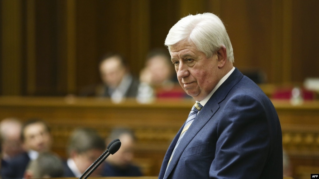 Viktor Shokin speaking during a parliamentary session in Kyiv in February 2015.